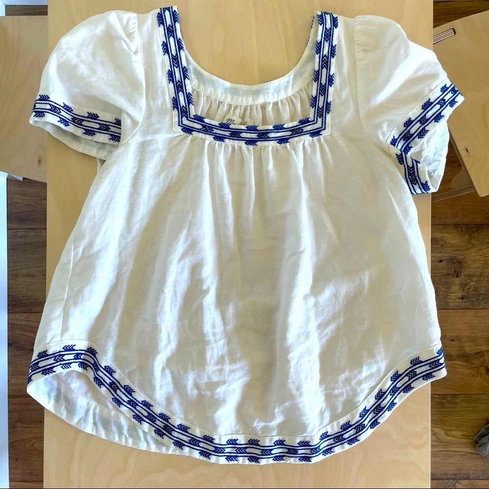 Madewell Arrowstitch Peasant Top
